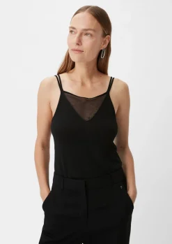 Stricktop mit transparentem V-Ausschnitt-Comma Fashion