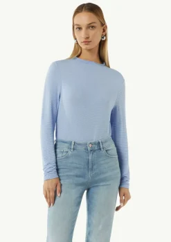 Strukturiertes Jerseyshirt mit Stehkragen-Comma Clearance