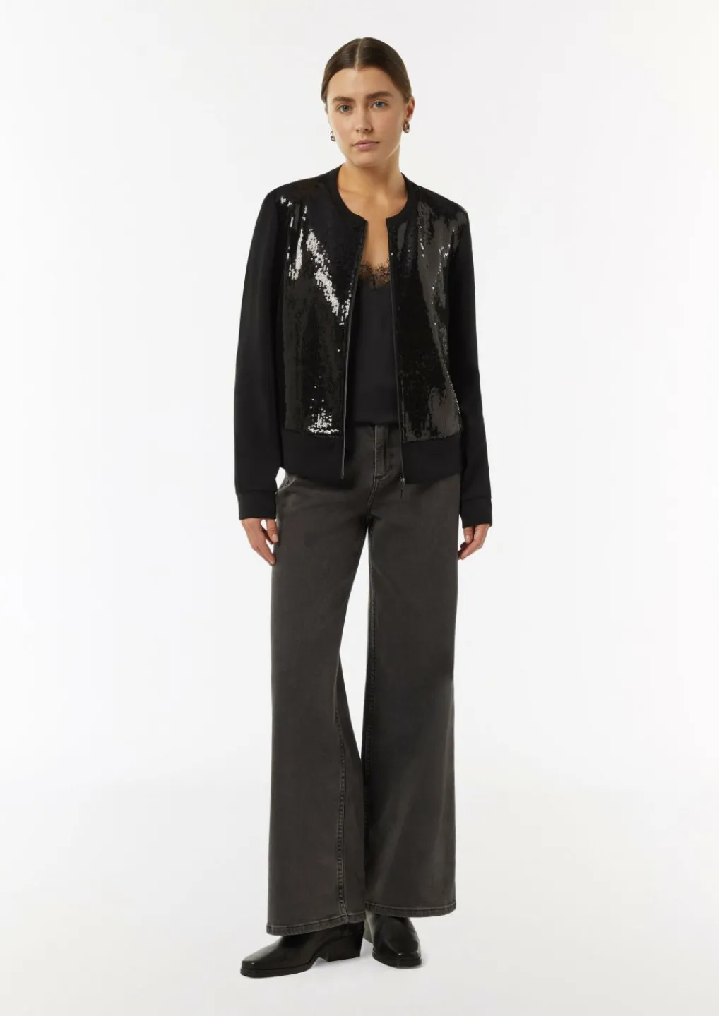 Sweat-Jacke mit Pailletten-Besatz-Comma Best