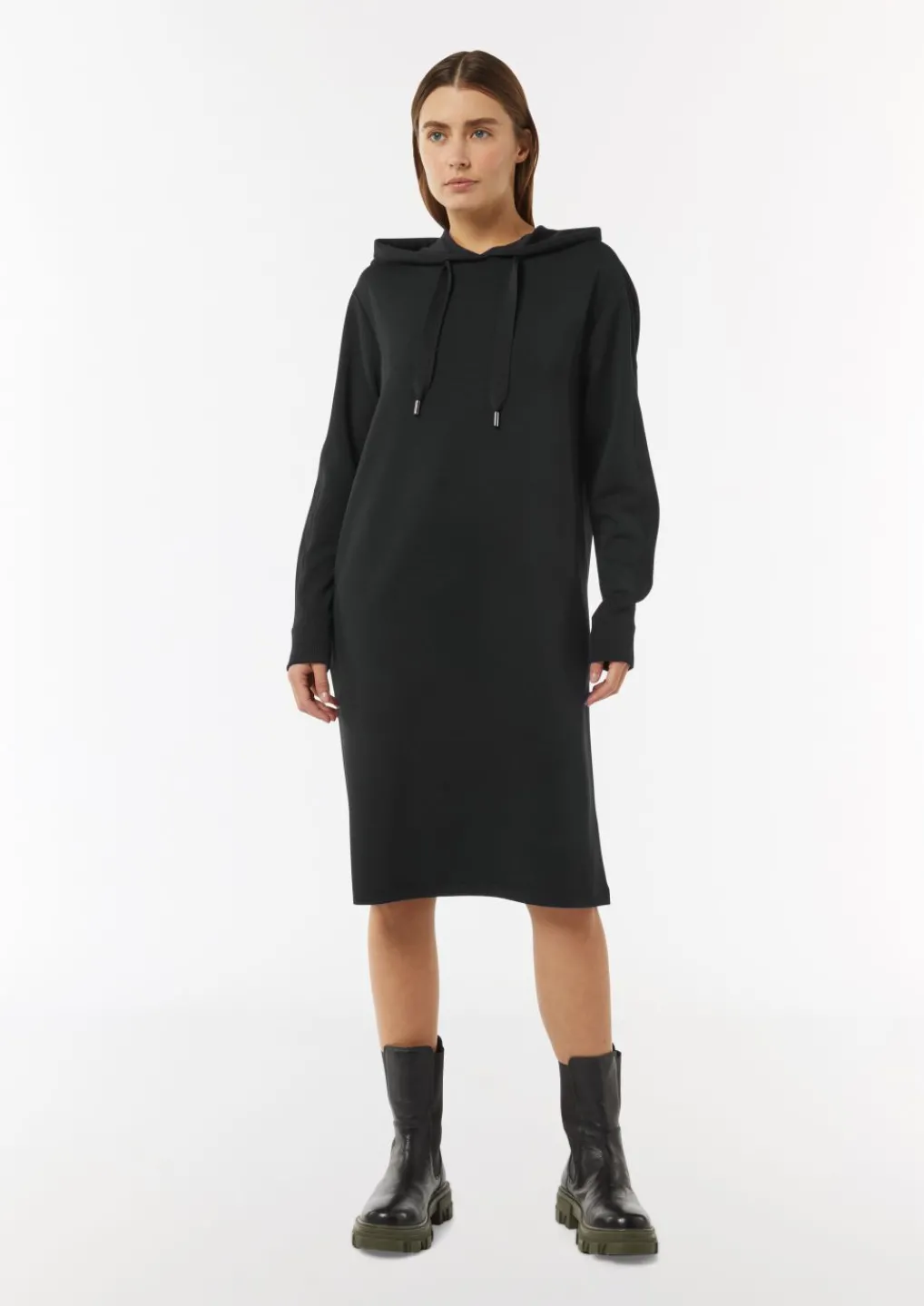 Sweat-Kleid mit Kapuze und Rückenprint-Comma New