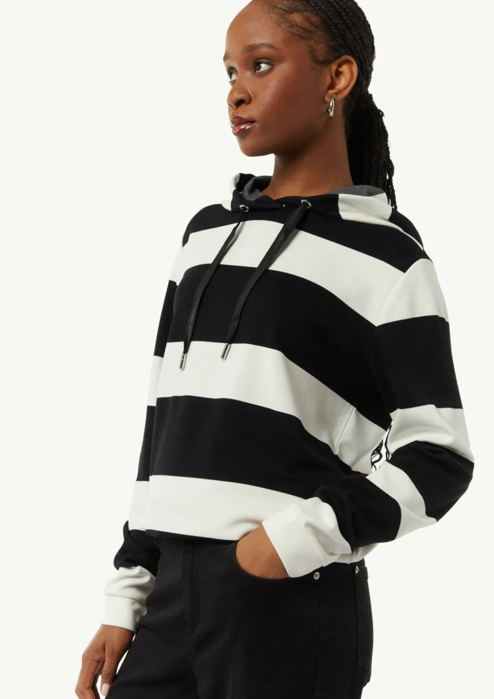 Sweatshirt mit Kapuze und Blockstreifen-Comma Clearance
