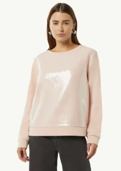 Sweatshirt mit Pailletten-Besatz-Comma Hot