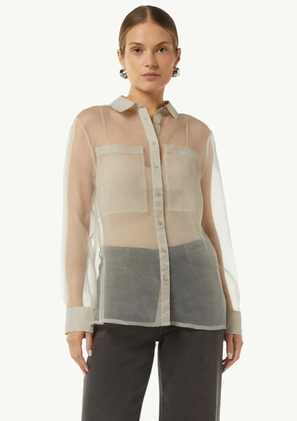 Transparente Hemdbluse aus Organza-Comma Online