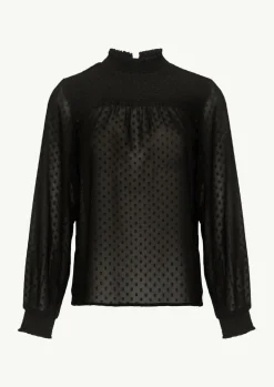 Transparente Jacquard-Bluse mit Smok-Detail-Comma Sale