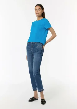 T-Shirt aus Baumwolle mit Print-Detail-Comma Discount
