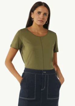 T-Shirt aus Baumwollmix mit Naht-Detail-Comma Hot