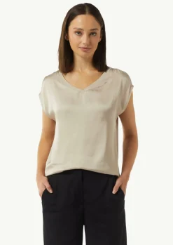 T-Shirt im Fabricmix mit Rippdetail-Comma Outlet