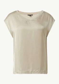 T-Shirt im Fabricmix mit Rippdetail-Comma Outlet