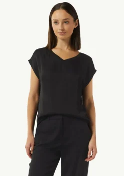 T-Shirt im Fabricmix mit Rippdetail-Comma Outlet