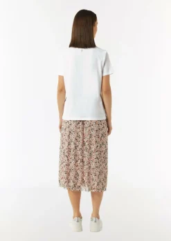 T-Shirt mit Artwork und Stickerei am Ausschnitt-Comma Fashion