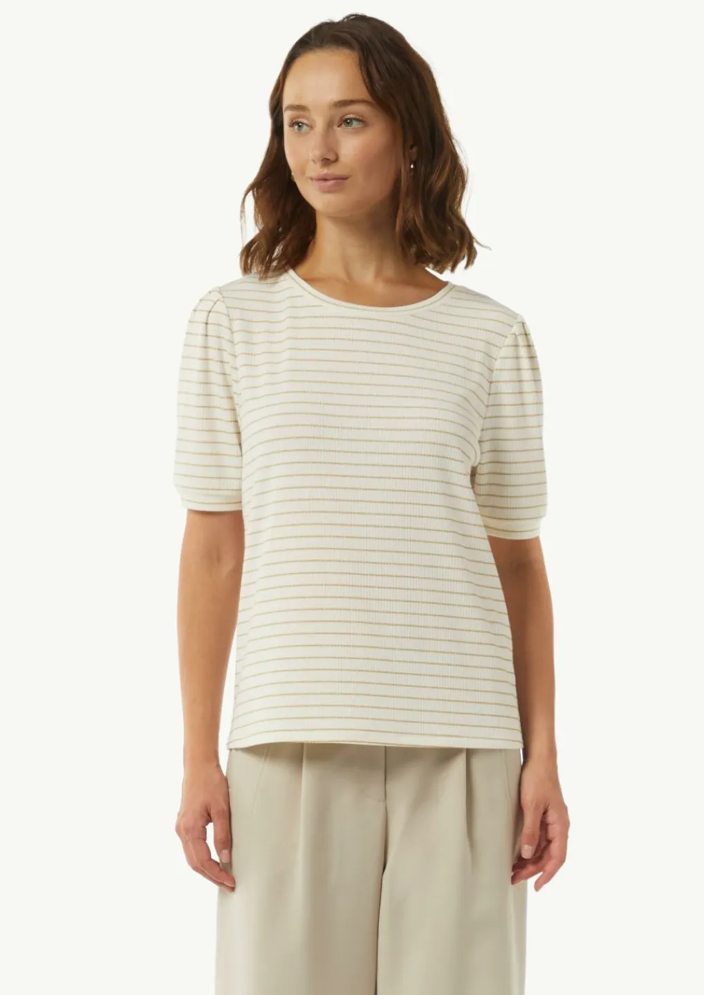 T-Shirt mit gestrickten Streifen aus Glitzergarn-Comma Online