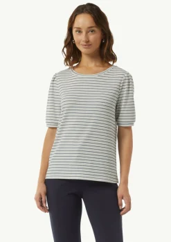 T-Shirt mit gestrickten Streifen aus Glitzergarn-Comma Hot