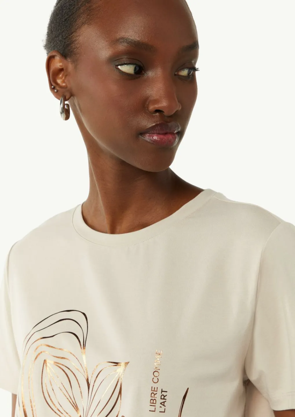 T-Shirt mit Metallic-Frontprint-Comma Outlet