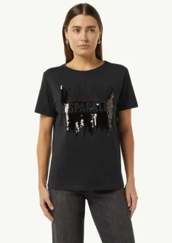 T-Shirt mit Pailletten-Artwork-Comma Hot