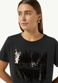 T-Shirt mit Pailletten-Artwork-Comma Hot