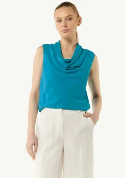 T-Shirt mit Wasserfall-Ausschnitt-Comma Sale