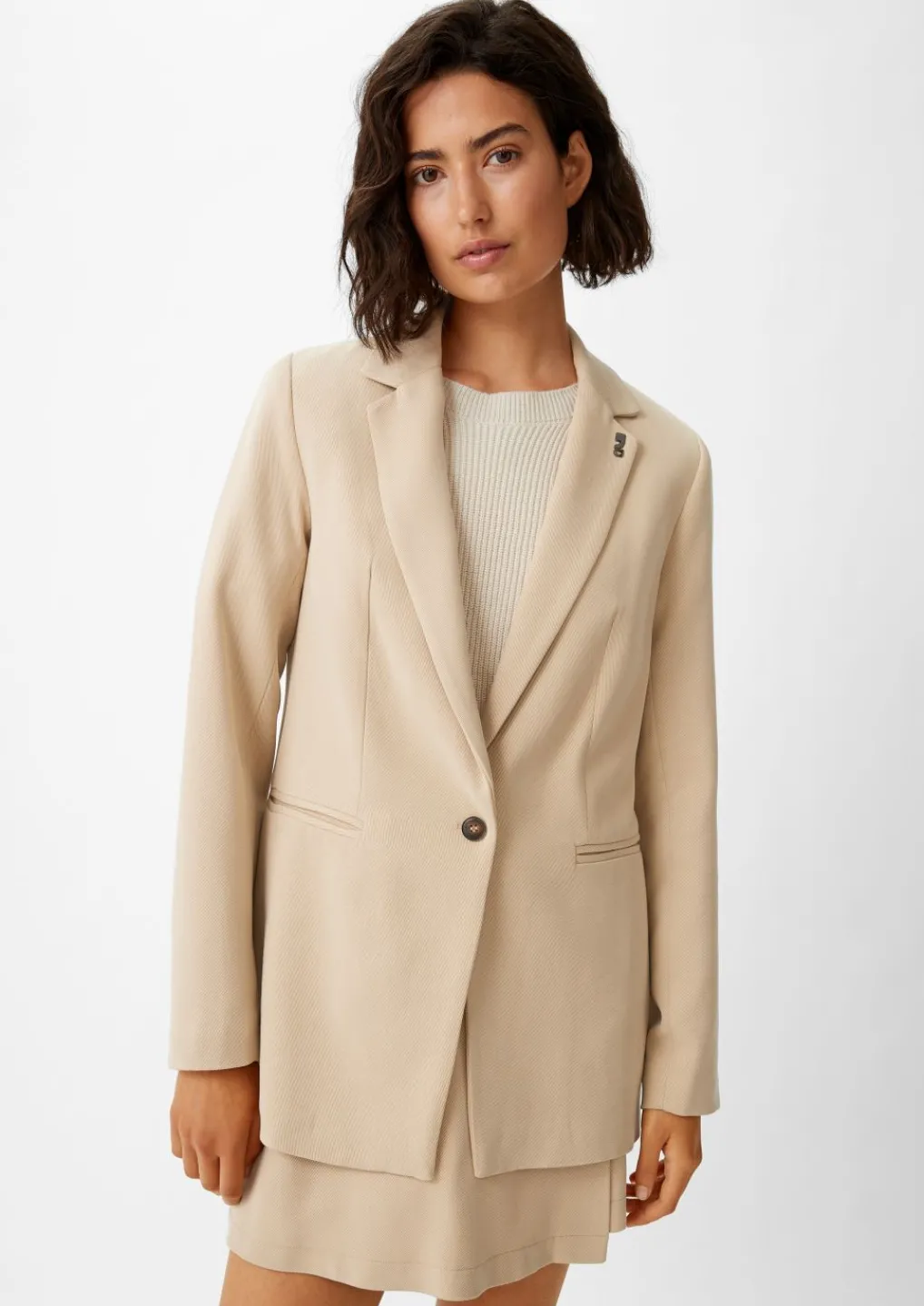Twill-Blazer mit Logo-Detail-Comma Online