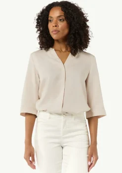 Twill-Bluse im Relaxed Fit mit Tunika-Ausschnitt-Comma Fashion