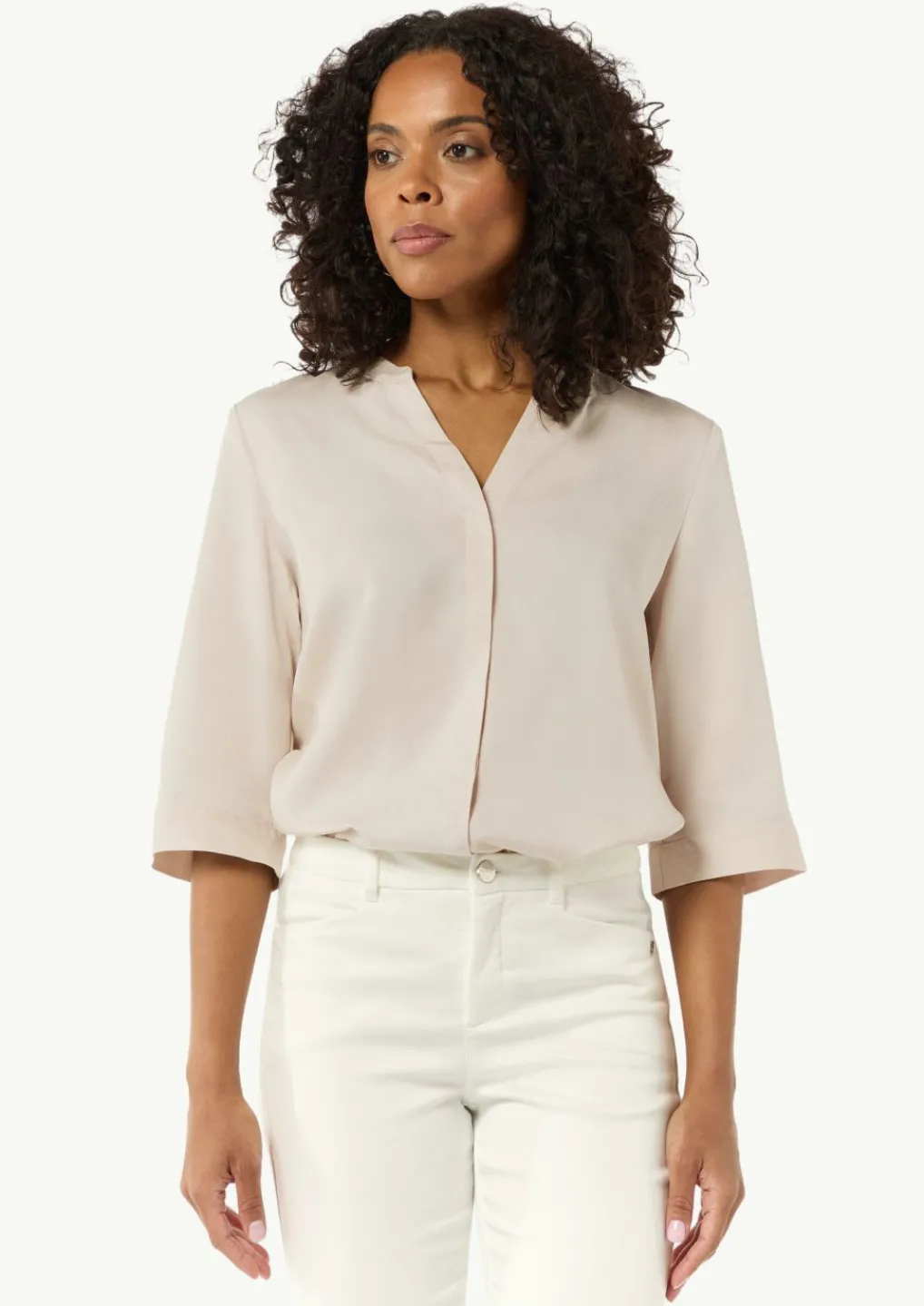 Twill-Bluse im Relaxed Fit mit Tunika-Ausschnitt-Comma Fashion