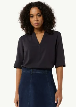 Twill-Bluse im Relaxed Fit mit Tunika-Ausschnitt-Comma Sale