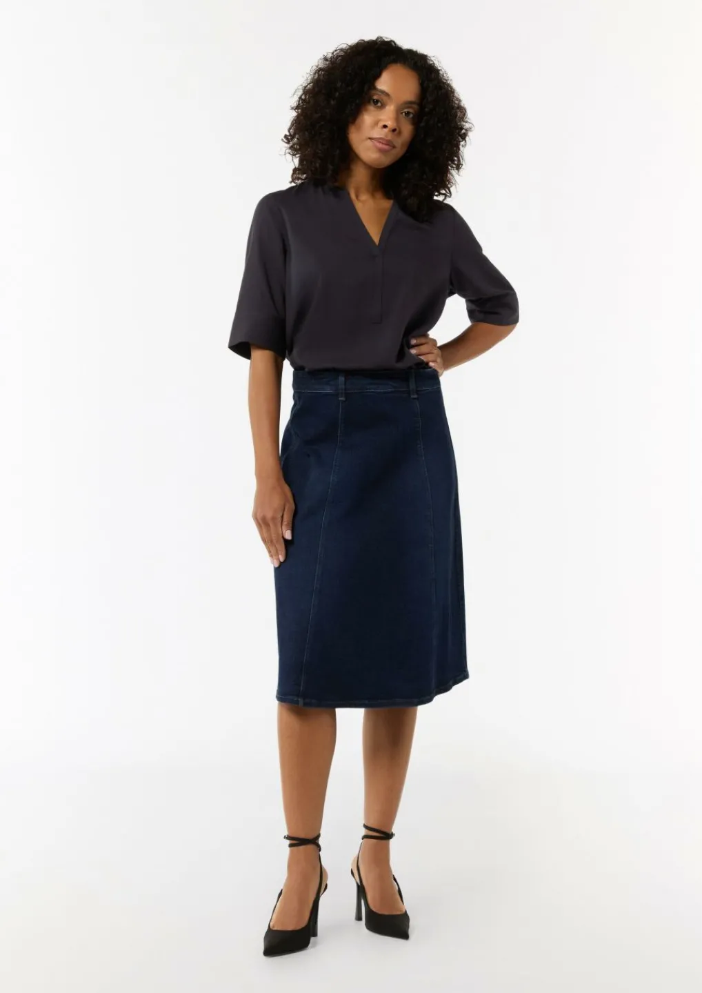 Twill-Bluse im Relaxed Fit mit Tunika-Ausschnitt-Comma Sale