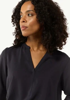 Twill-Bluse im Relaxed Fit mit Tunika-Ausschnitt-Comma Sale