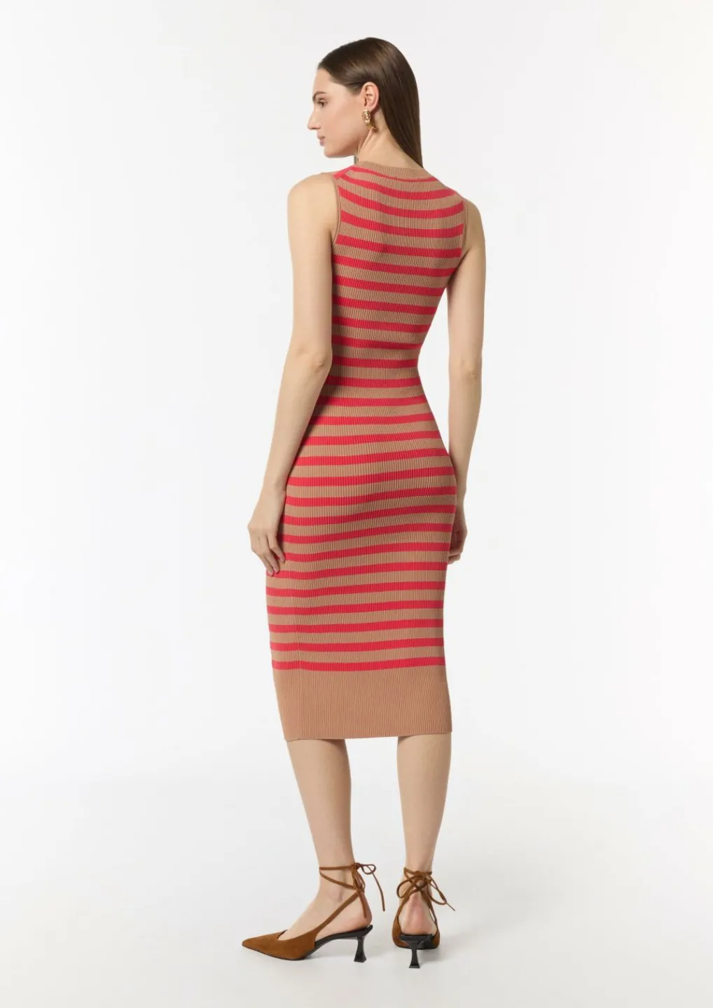 Ungefüttertes Feinstrick-Kleid mit Streifen und Rippblende-Comma New