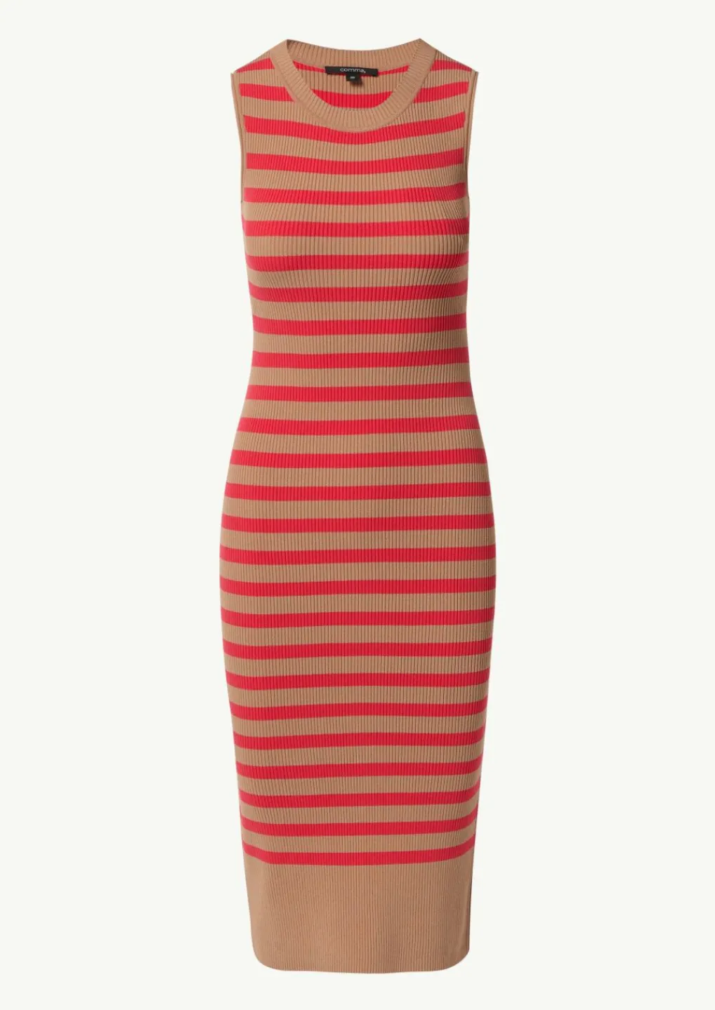 Ungefüttertes Feinstrick-Kleid mit Streifen und Rippblende-Comma New