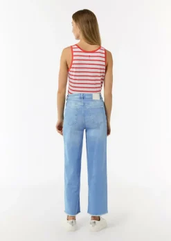 Verkürzte Jeans mit Wide Leg und ausgefranstem Saum-Comma Clearance