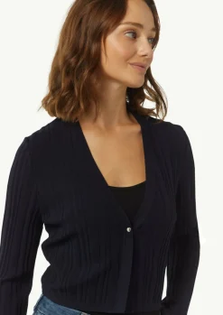 Verkürzte Rippstrickjacke im Slim Fit-Comma Hot
