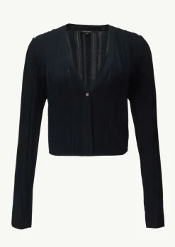 Verkürzte Rippstrickjacke im Slim Fit-Comma Hot