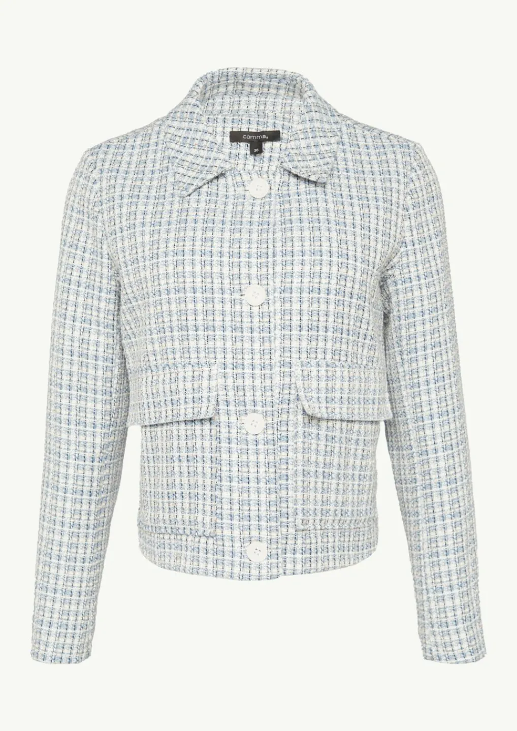 Verkürzte Tweed-Jacke mit aufgesetzten Taschen-Comma New