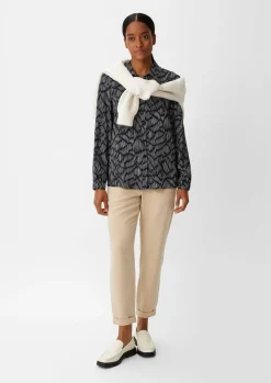 Viskosebluse mit Allover-Print-Comma Discount