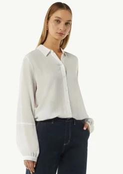 Viskose-Bluse mit Hemdkragen und Ziernaht-Comma New