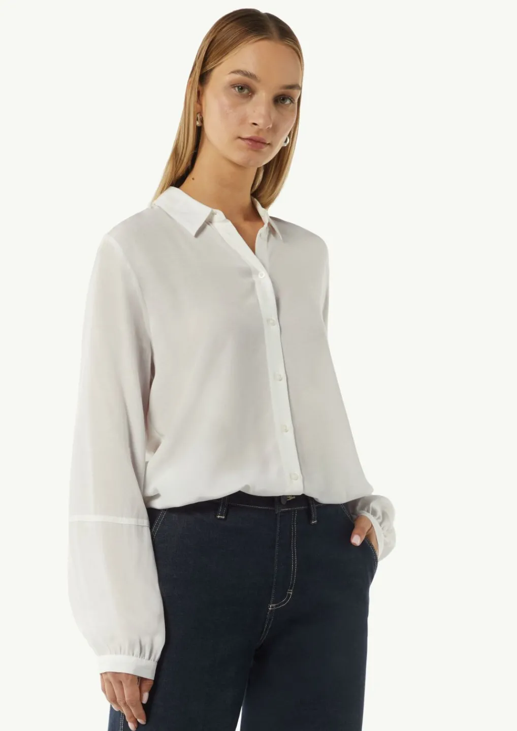 Viskose-Bluse mit Hemdkragen und Ziernaht-Comma New