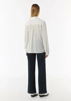 Viskose-Bluse mit Hemdkragen und Ziernaht-Comma New