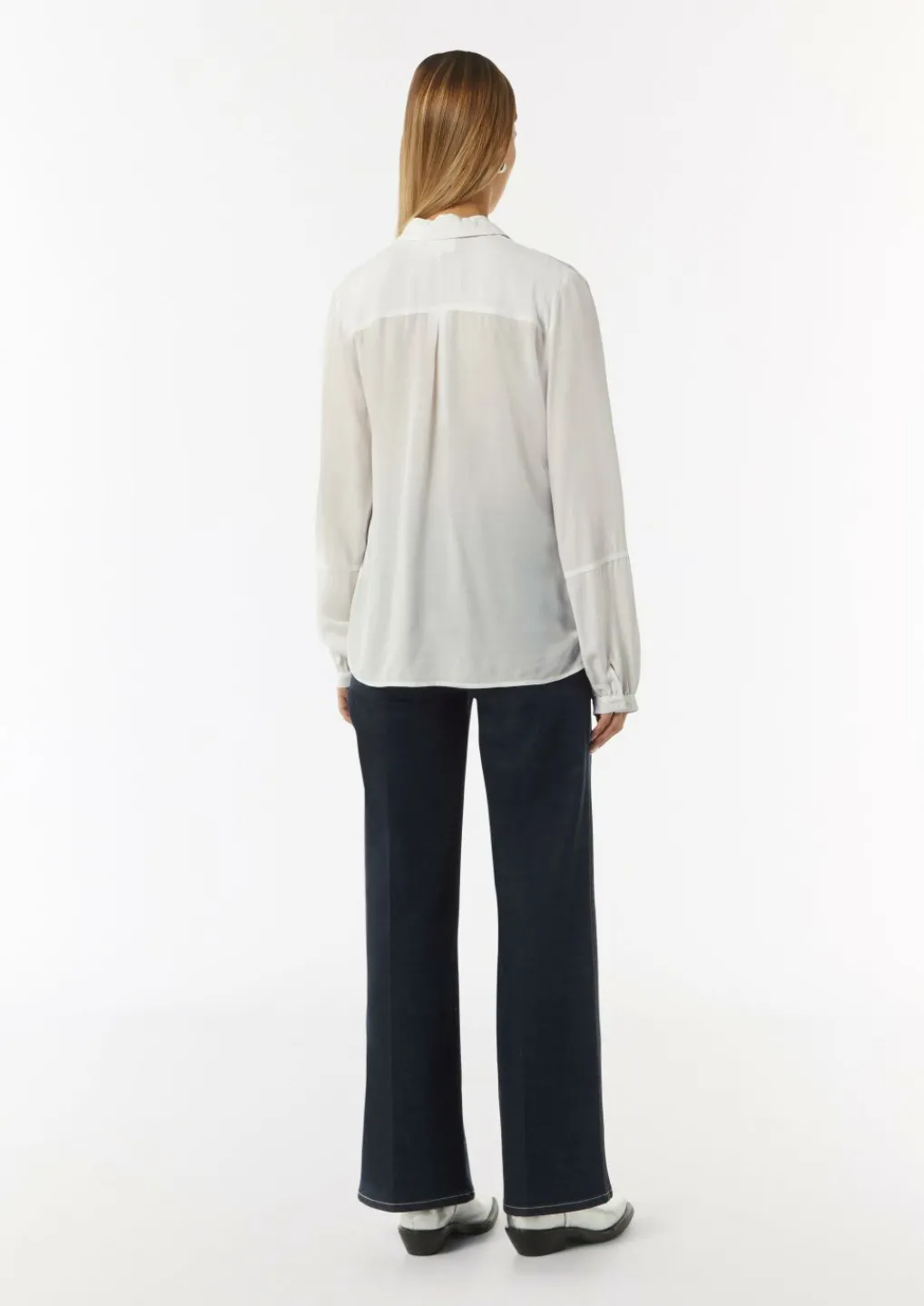 Viskose-Bluse mit Hemdkragen und Ziernaht-Comma New