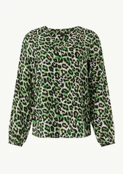 Viskosebluse mit Leo-Muster und V-Ausschnitt-Comma Best