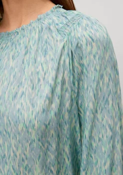 Viskosebluse mit Smok-Details-Comma Discount