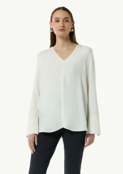 Viskosebluse mit V-Ausschnitt-Comma Outlet