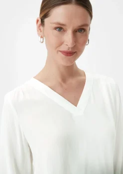 Viskosebluse mit V-Ausschnitt-Comma Fashion