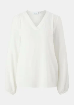 Viskosebluse mit V-Ausschnitt-Comma Fashion