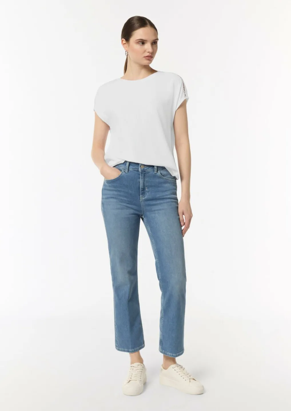 Viskoseshirt mit Logo-Tape-Detail-Comma Hot