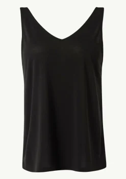 V-Neck-Shirt aus Jersey mit gekreuzten Trägern-Comma Hot