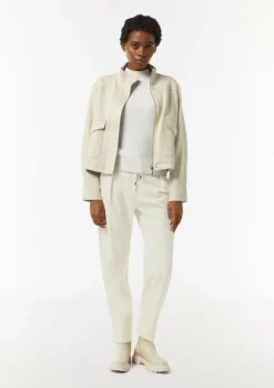 Weiche Flanellhose mit Schmuckdetail am Bund-Comma Outlet