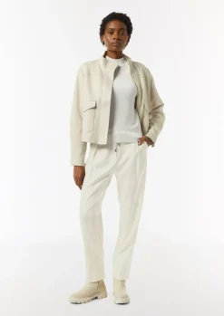 Weiche Flanellhose mit Schmuckdetail am Bund-Comma Outlet
