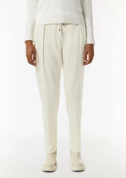 Weiche Flanellhose mit Schmuckdetail am Bund-Comma Outlet