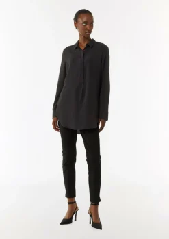 Weich fließende Longbluse aus Chiffon-Comma Online