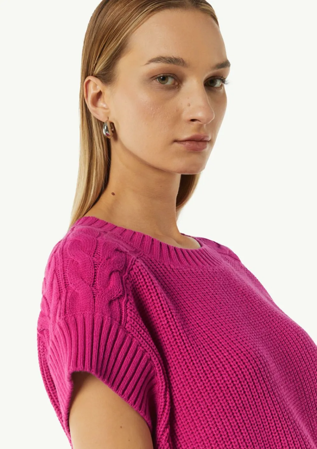 Weiter Strickpullunder mit Zopfmuster-Detail-Comma Online
