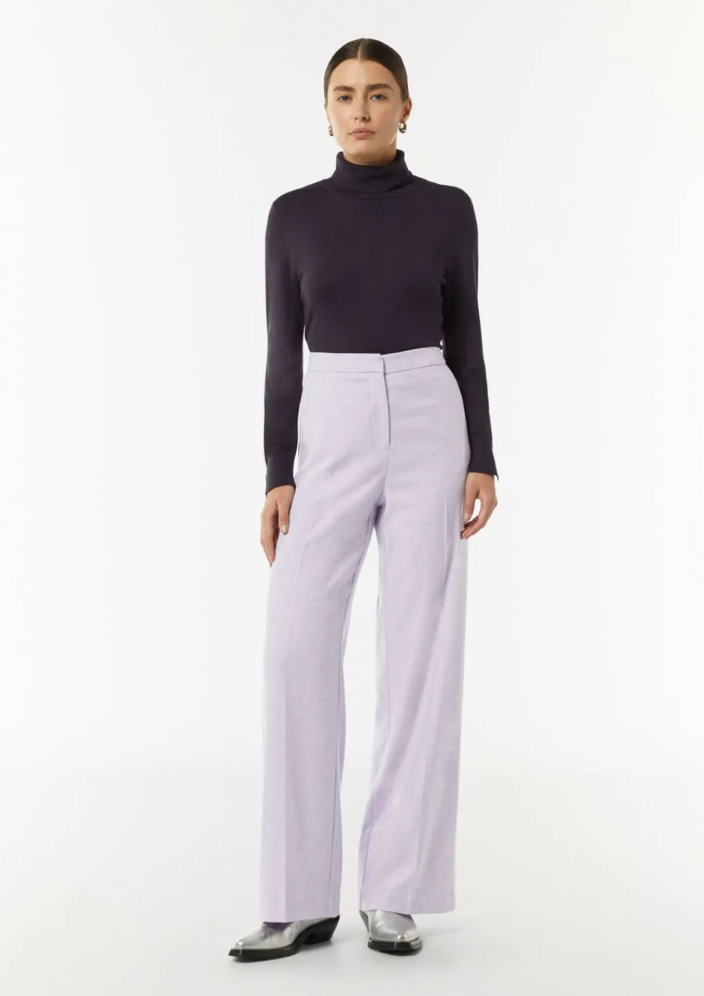 Wide-Leg-Hose aus fließendem Flanell-Comma Clearance